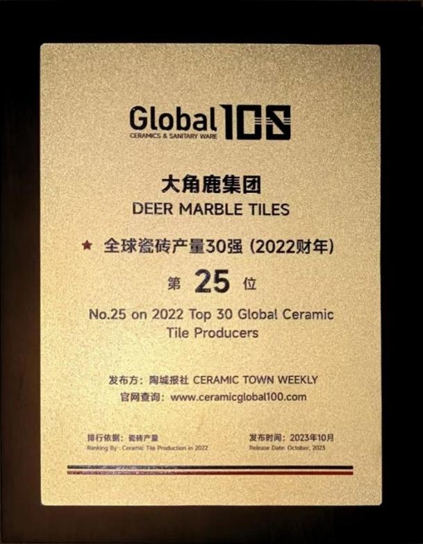 九游娱乐：超耐磨技术引领全球大角鹿强势登榜“全球瓷砖产量30强”(图1)